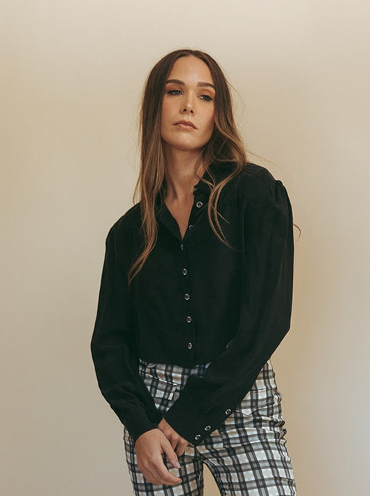 MARLOWE BLOUSE - WASHED BLACK