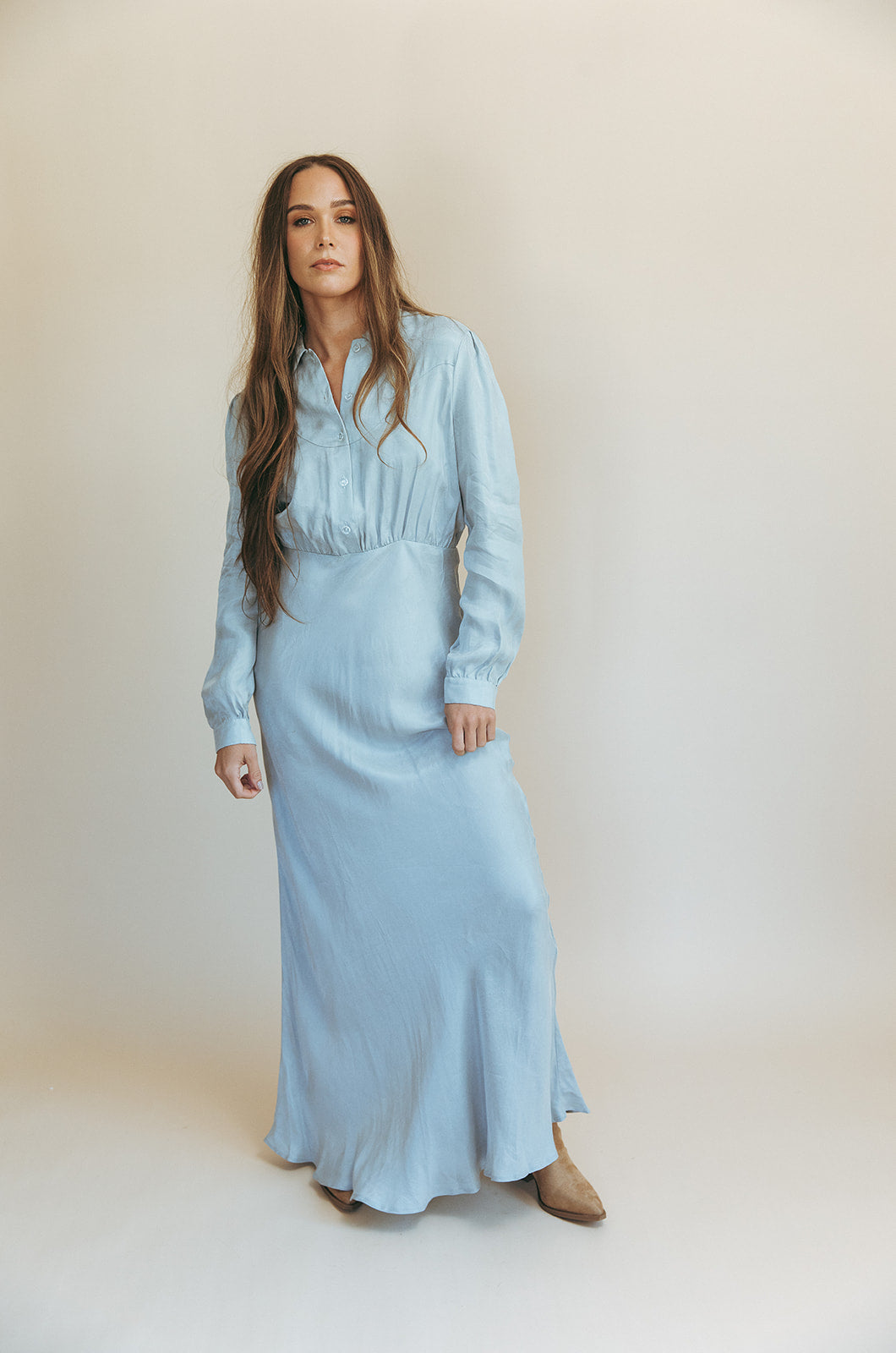 DAHLIA DRESS - HAZY BLUE DAHLIA DRESS - HAZY BLUE