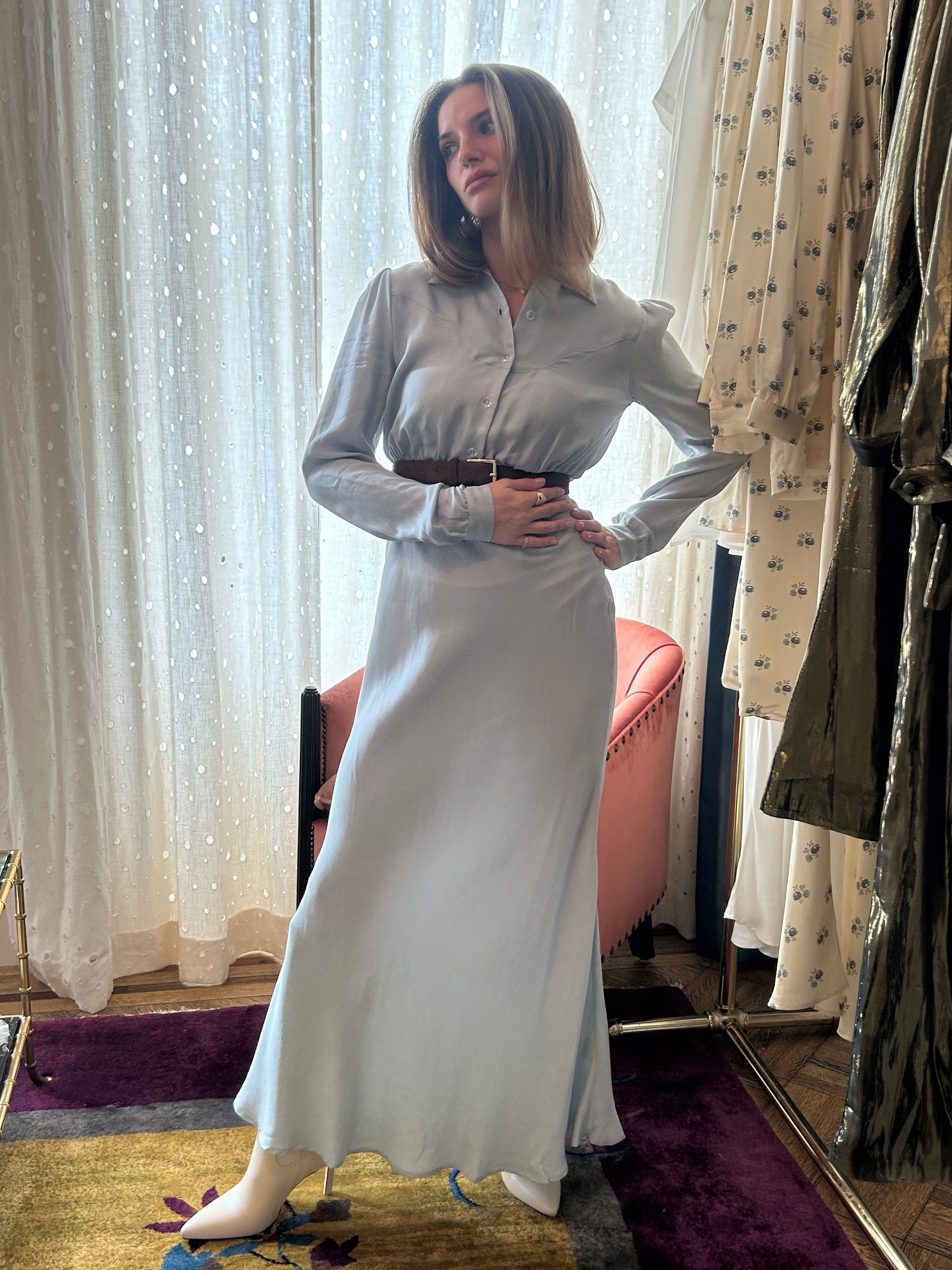 DAHLIA DRESS - HAZY BLUE – Folk Saint