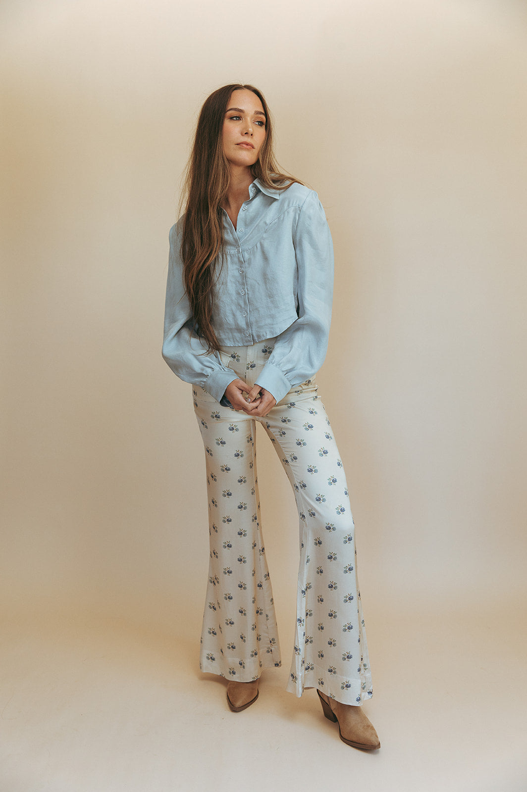 MARLOWE BLOUSE - HAZY BLUE