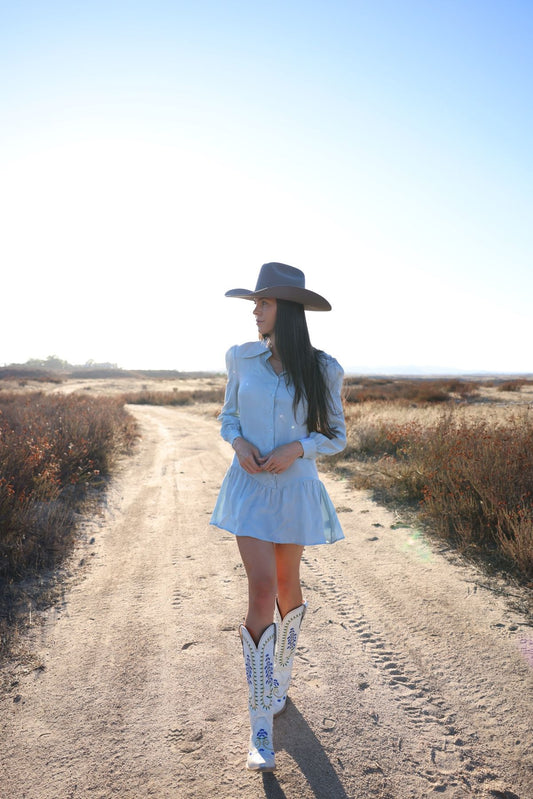 SIENNA DRESS - HAZY BLUE