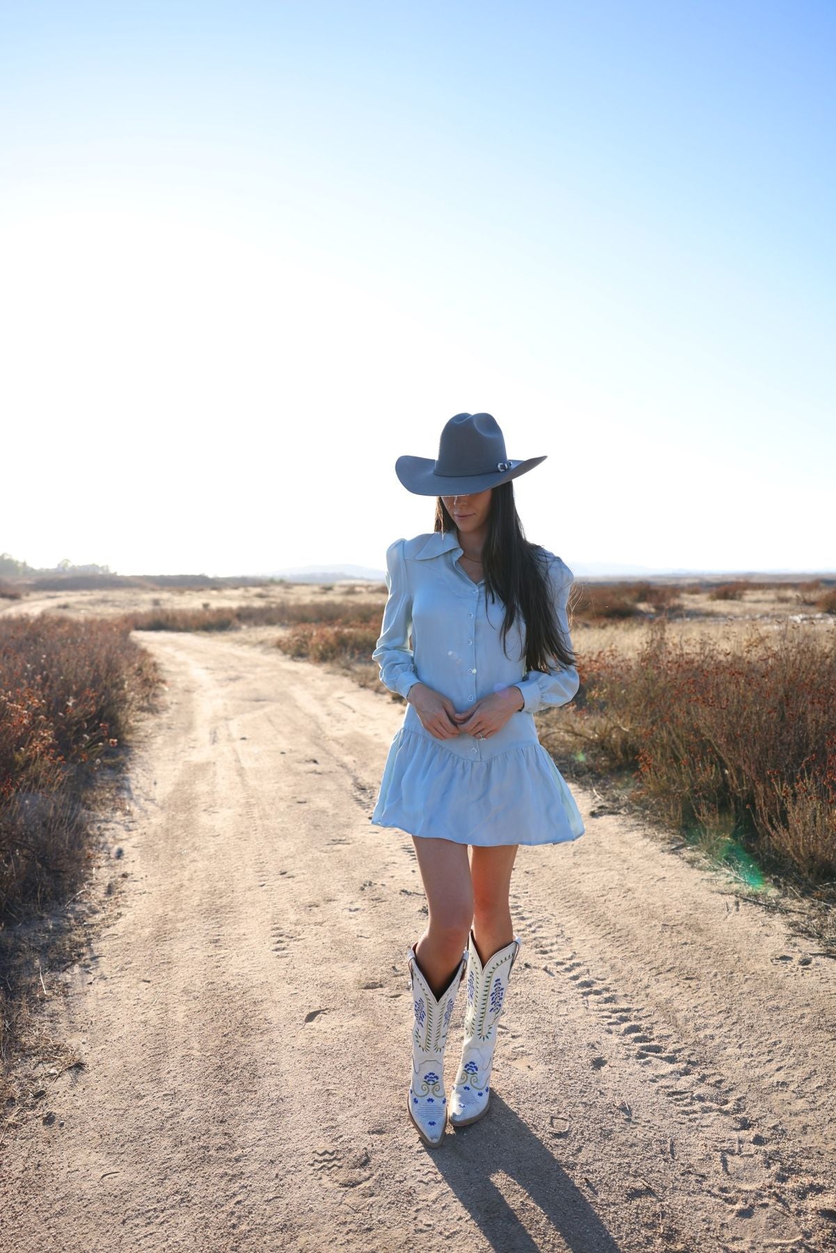 SIENNA DRESS - HAZY BLUE